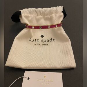Kate Spade Enameled Pink & Gold-Tone Hinged  Bracelet with Rhinestones
